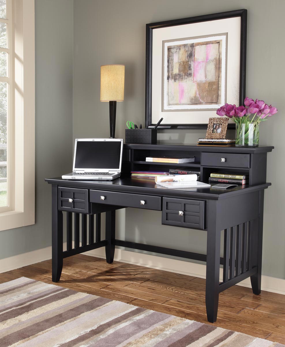 Home Styles Arts and Crafts Executive Desk and Hutch - Black