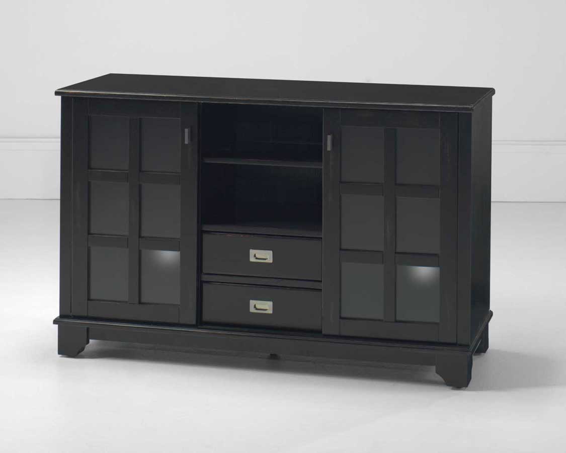 Home Styles Low Sliding Door Cabinet - Antique Black