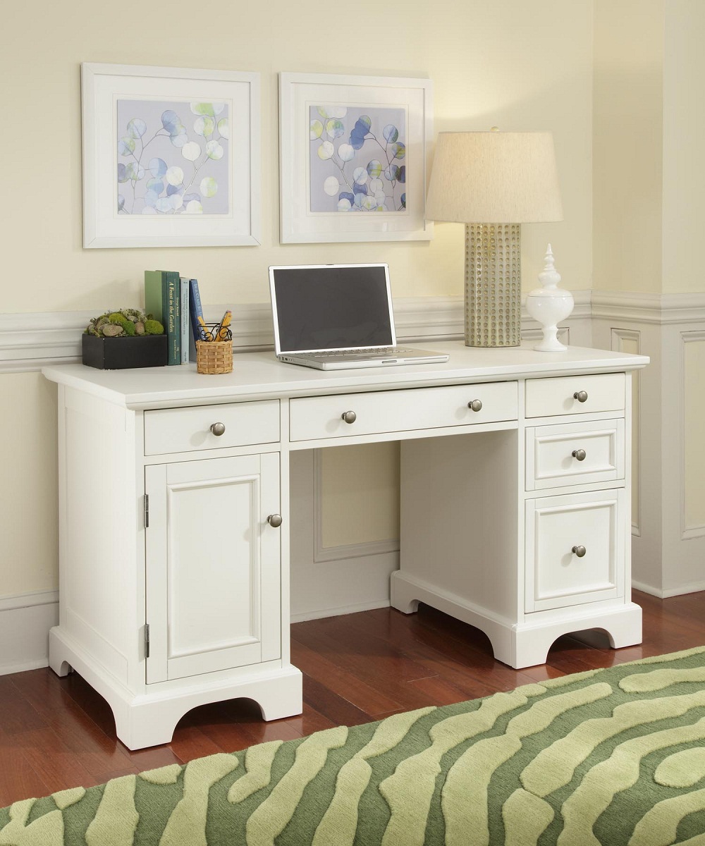 Home Styles Naples Pedestal Desk - White