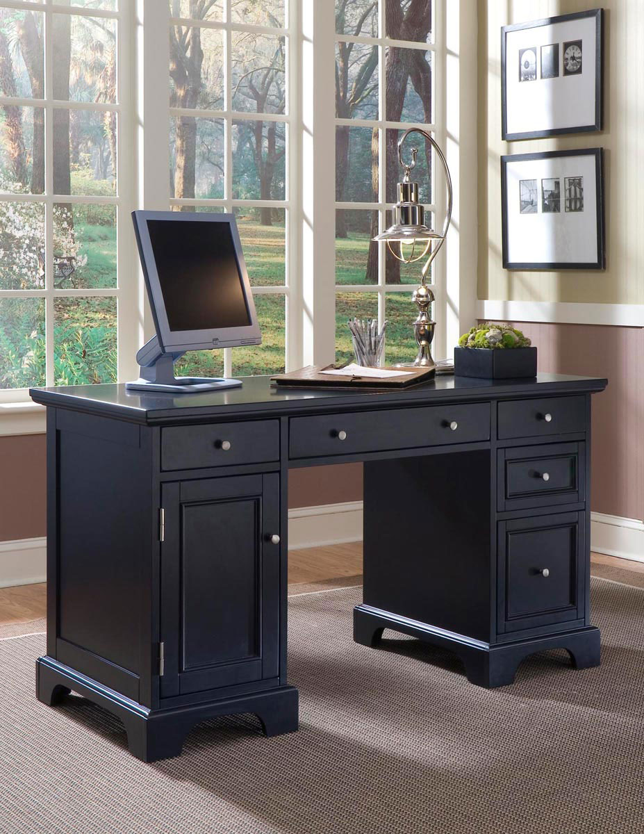 Home Styles Bedford Pedestal Desk - Black