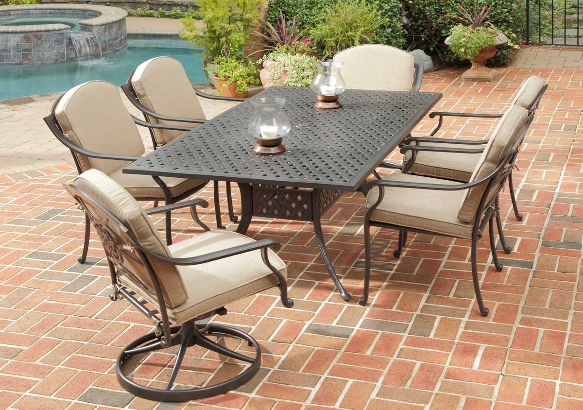 Home Styles Covington Dining Set with Table, Cushioned Swivel and Arm Chairs Chocolate