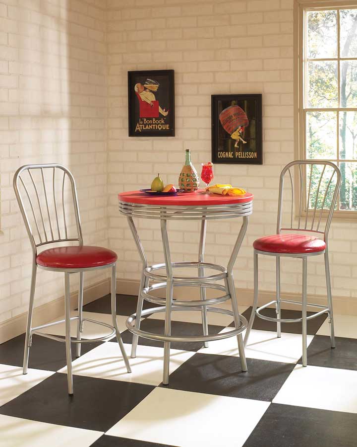 Home Styles Soda Shoppe Round Dinette Table - Red