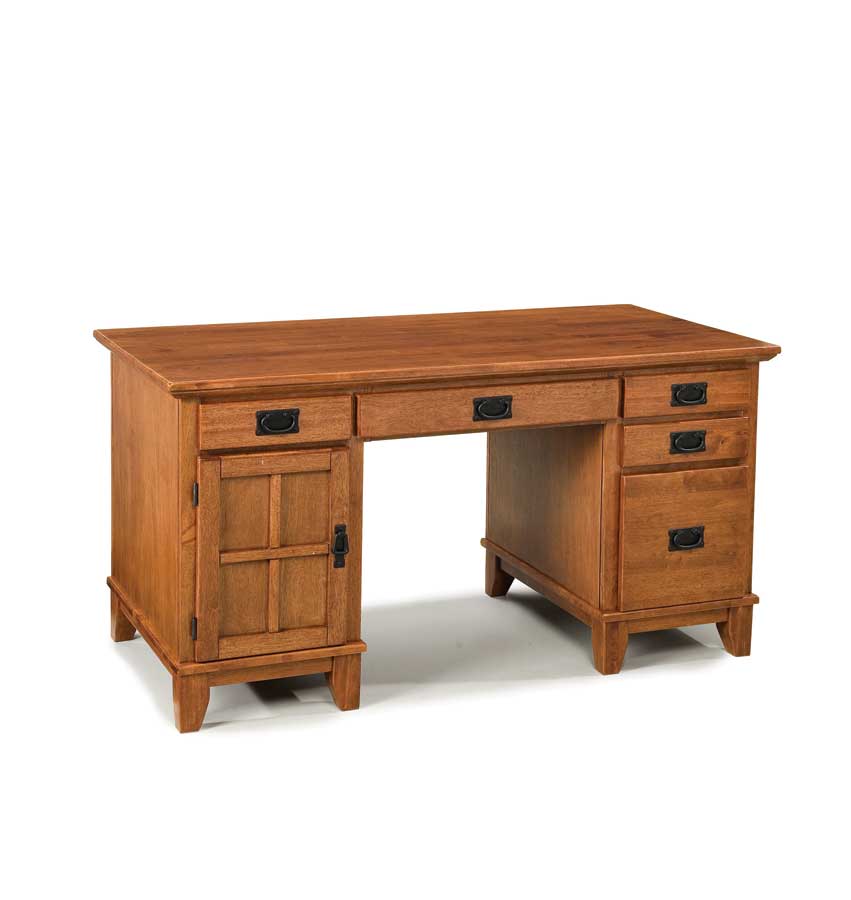 Home Styles Arts and Crafts Cottage Oak Pedestal Desk