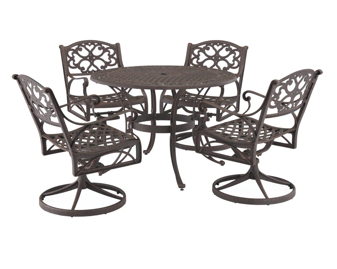 Home Styles Rust Brown 42 Inch Round Outdoor Dining Collection with Swivel Arm Chair