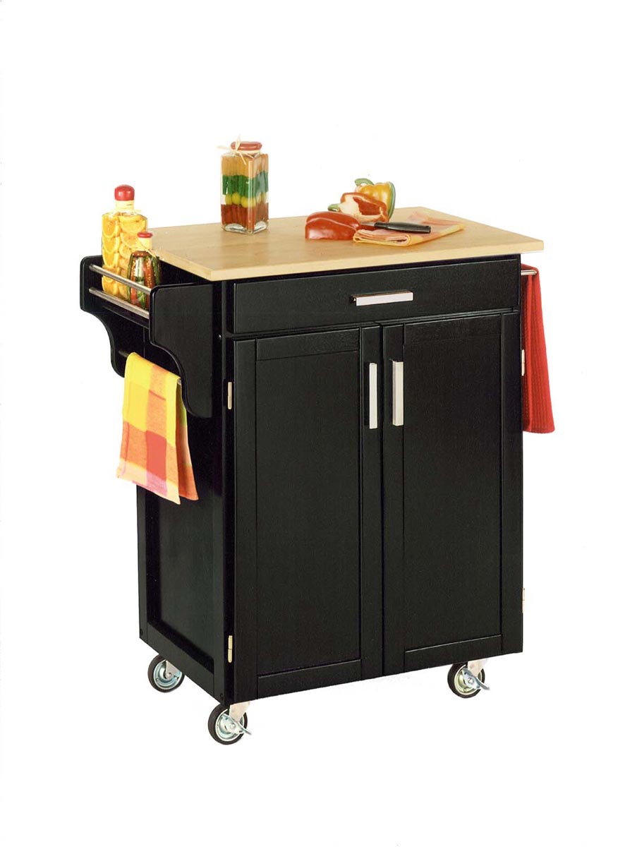Home Styles Cuisine Cart with Wood Top - Black