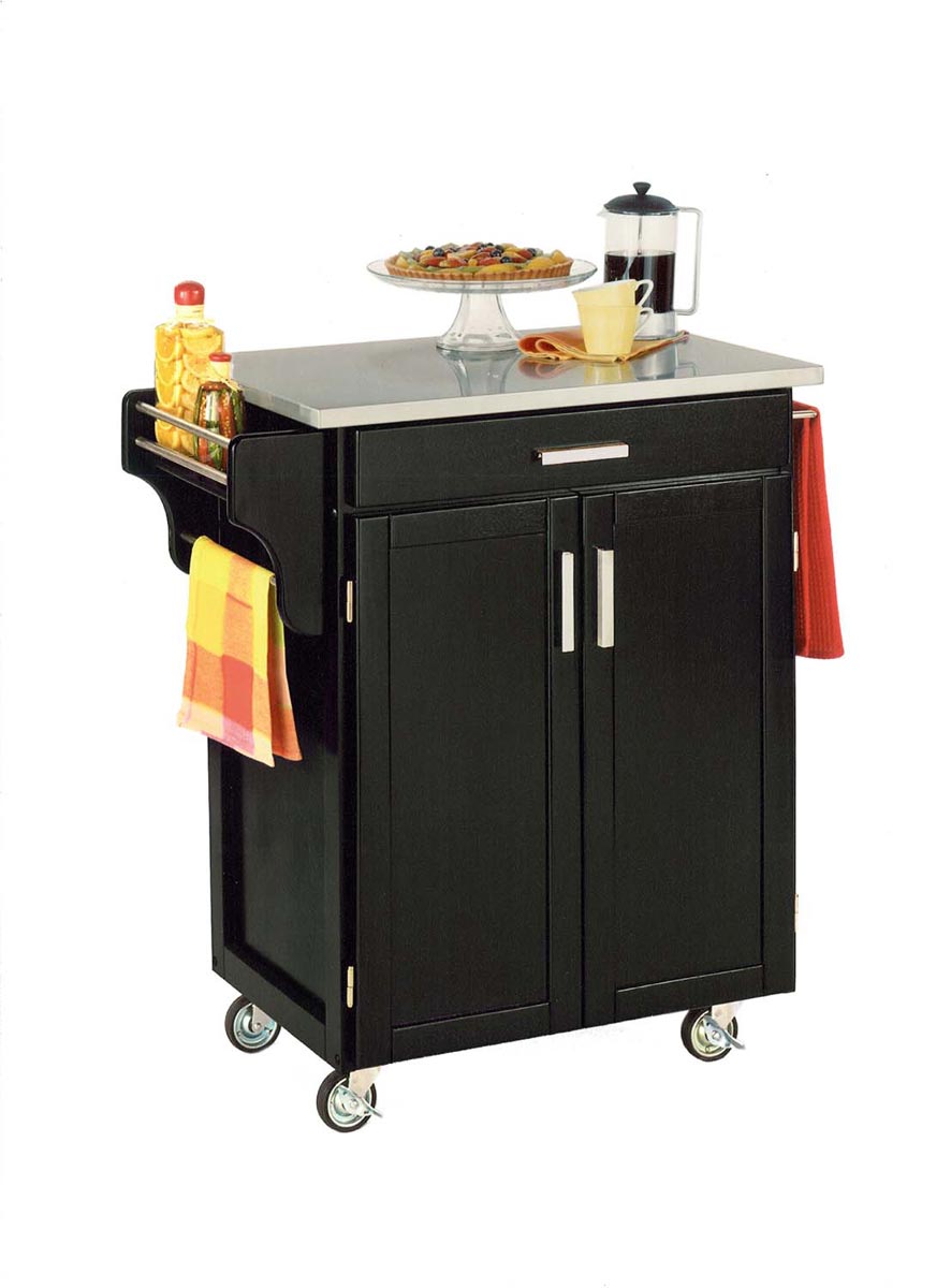 Home Styles Cuisine Cart Stainless Top - Black