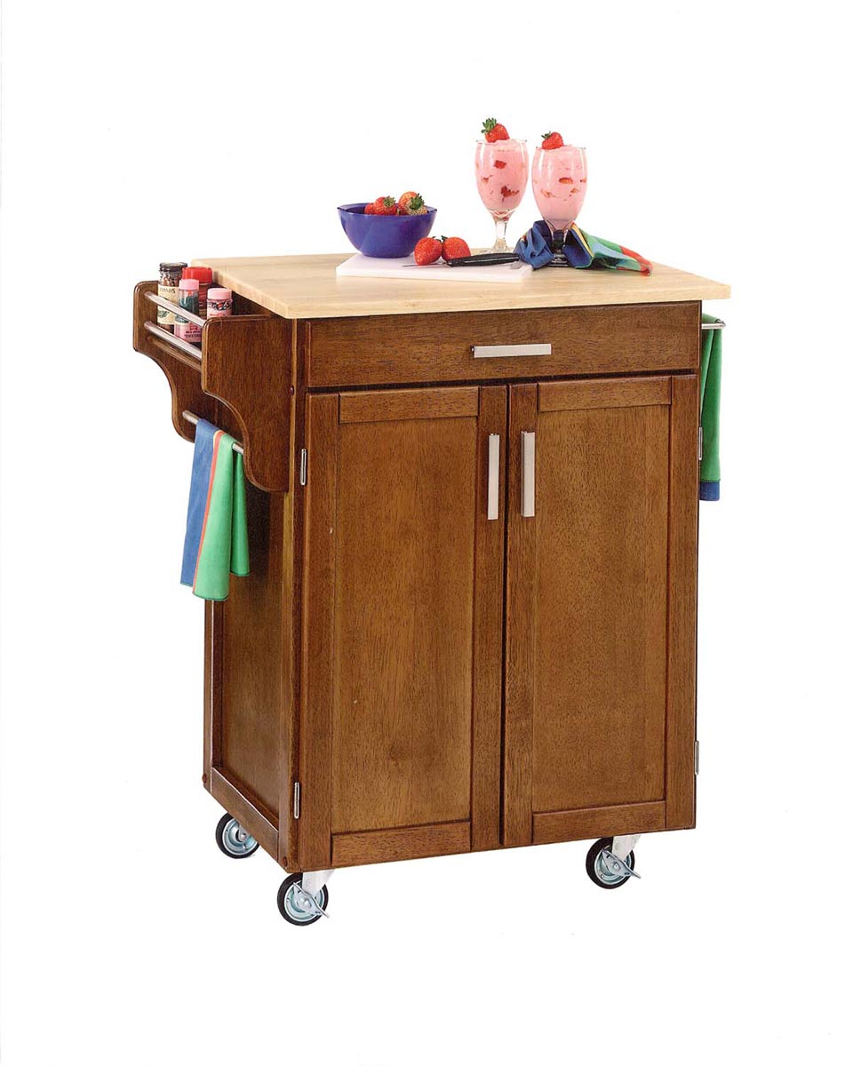 Home Styles Cuisine Cart Warm with Wood Top - Cottage Oak