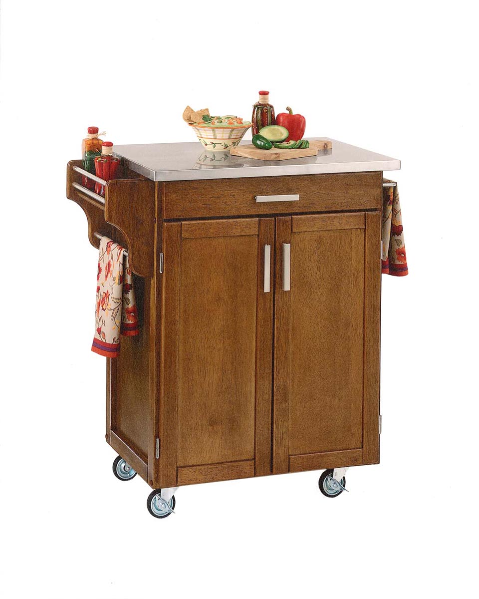 Home Styles Cuisine Cart Stainless Top - Cottage Oak
