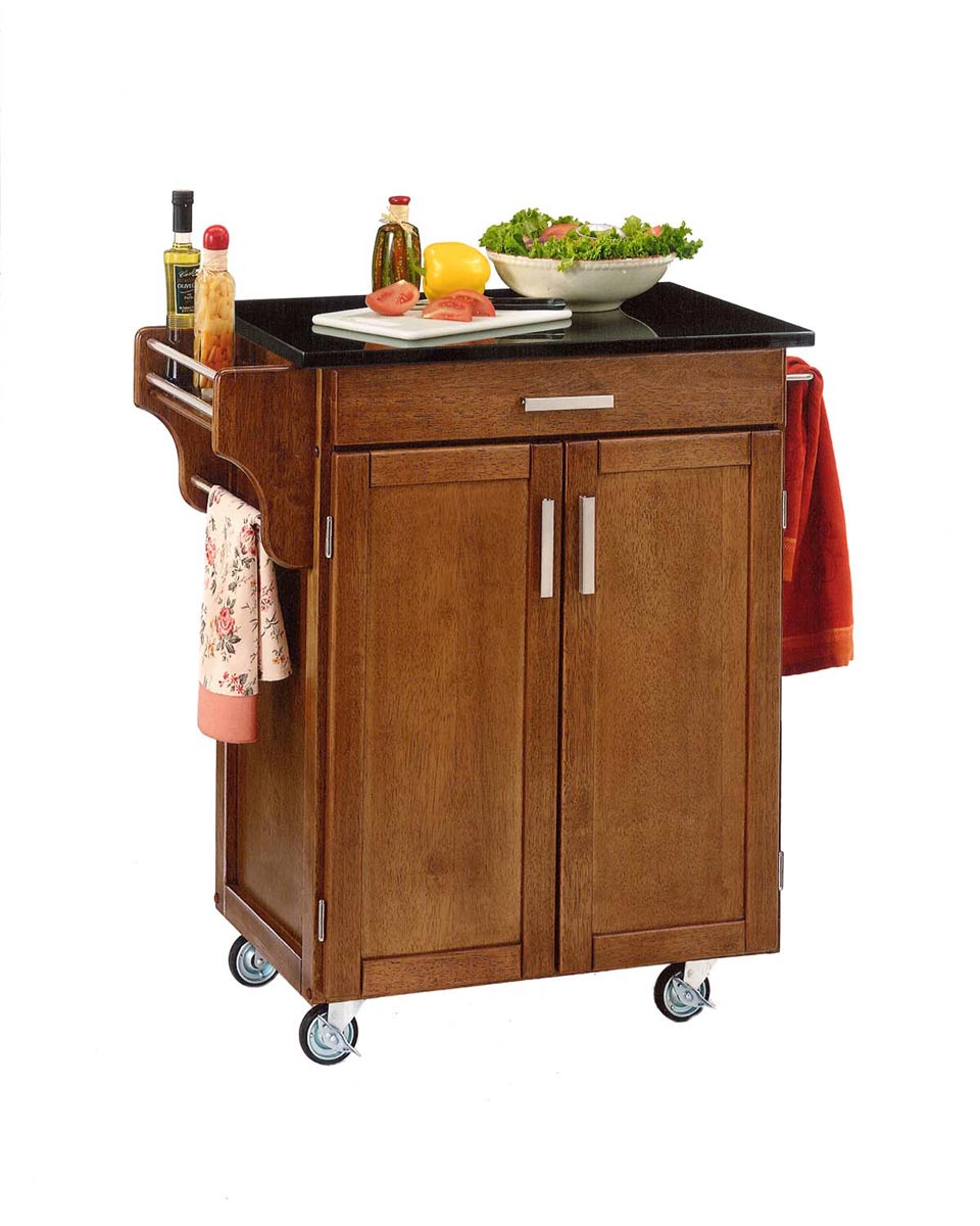 Home Styles Cuisine Cart Black Granite Top - Cottage Oak