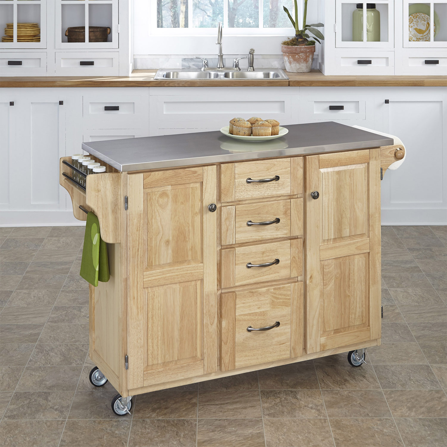 Home Styles Create-A-Cart Stainless Top - Natural