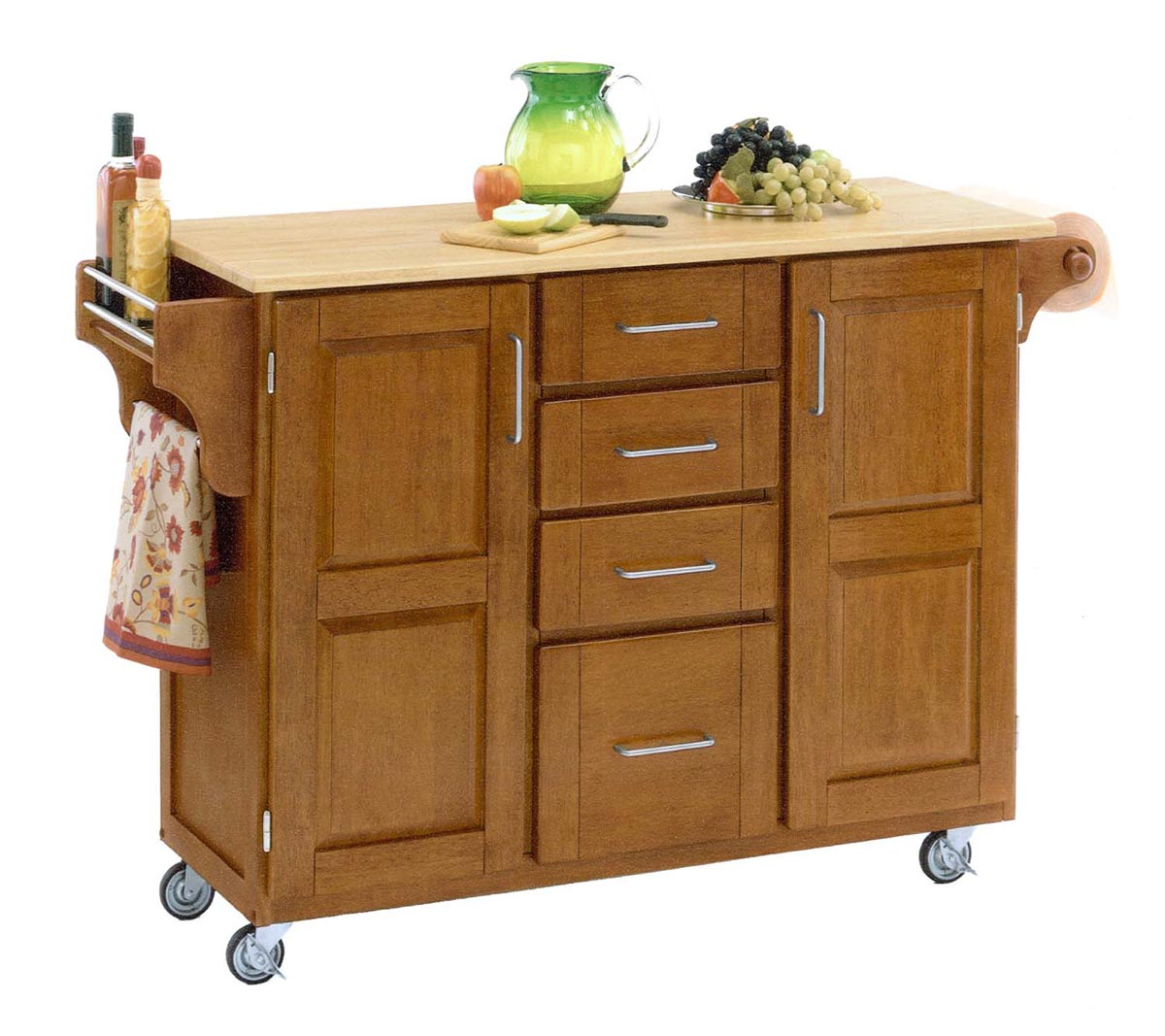 Home Styles Create-A-Cart Warm with Wood Top - Cottage Oak
