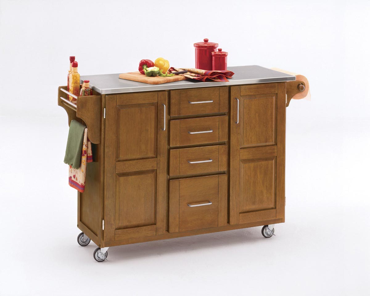 Home Styles Create-A-Cart Warm Stainless Top - Cottage Oak