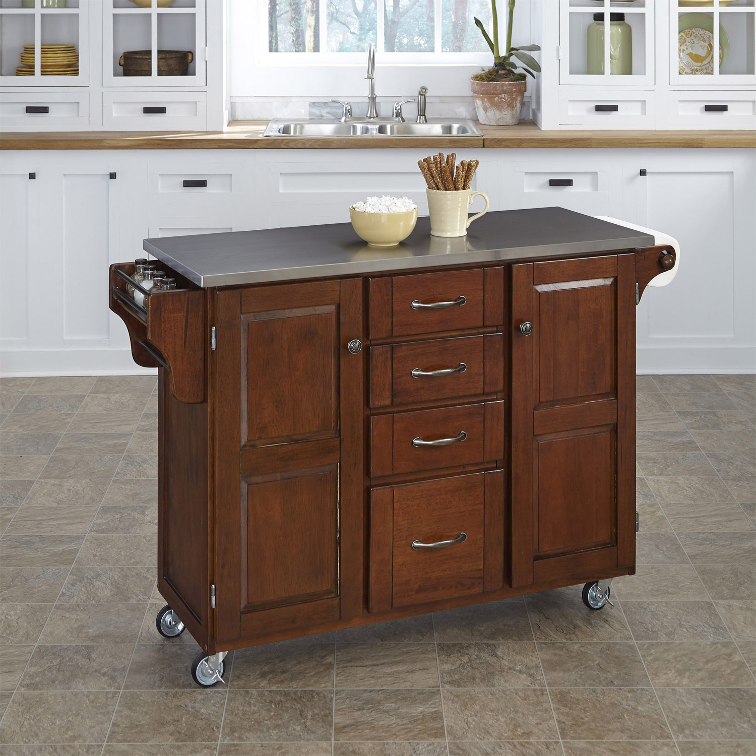Home Styles Create-A-Cart Stainless Top - Cherry