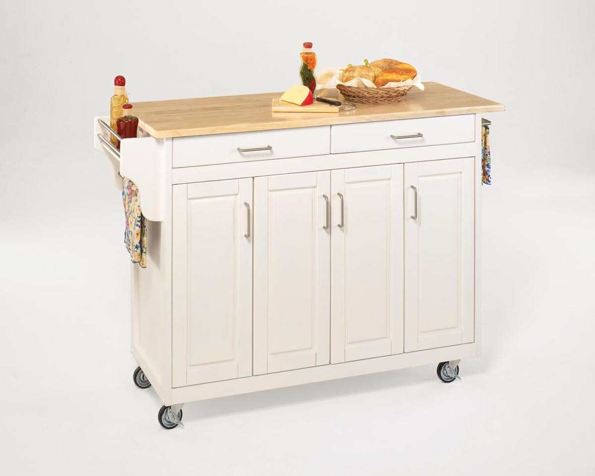 Home Styles Create-A-Cart with Wood Top - White