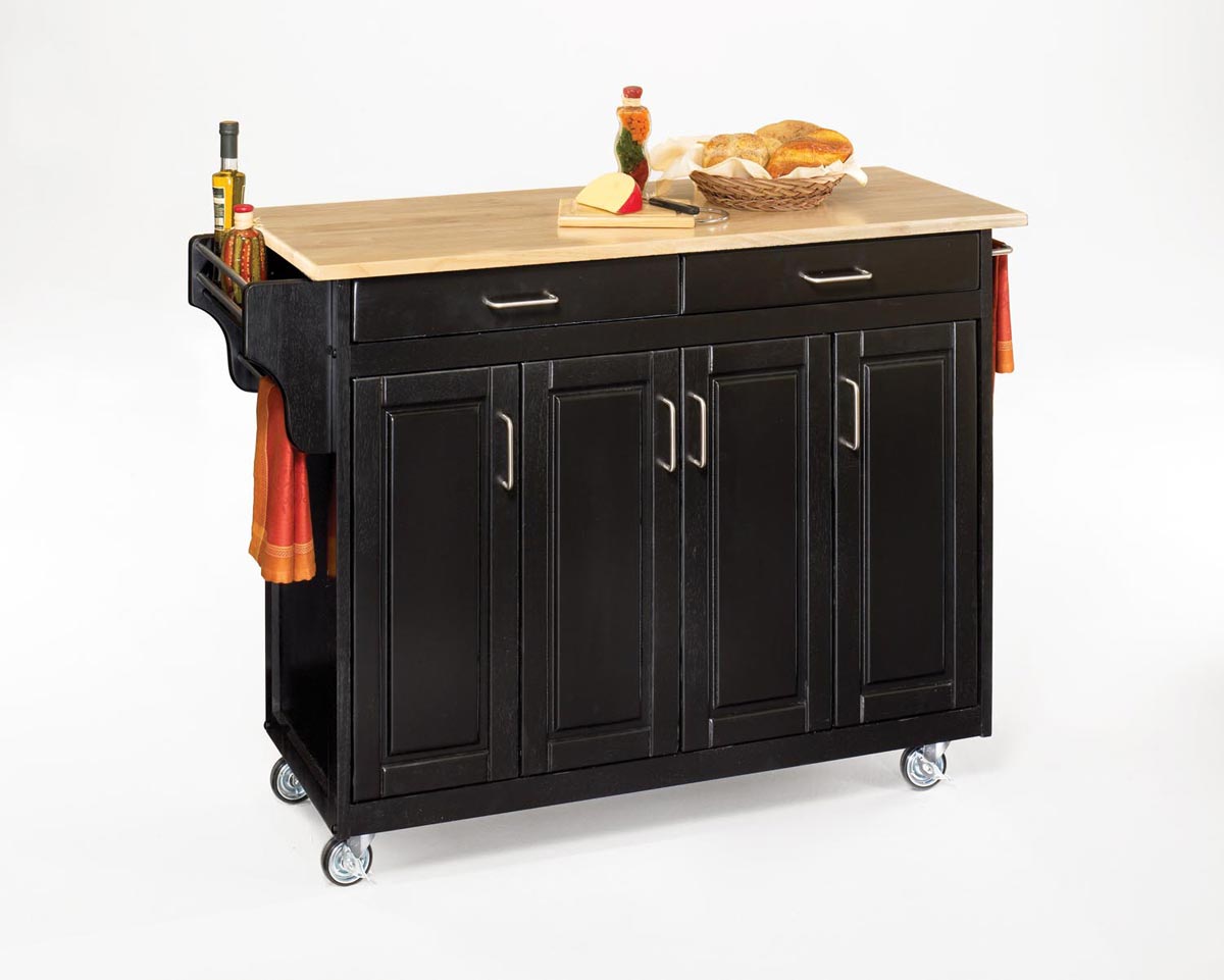 Home Styles Create-A-Cart with Wood Top - Black