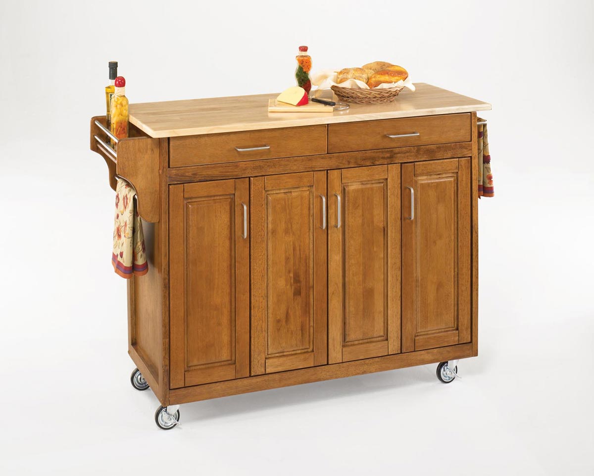Home Styles Create-A-Cart with Wood Top - Cottage Oak
