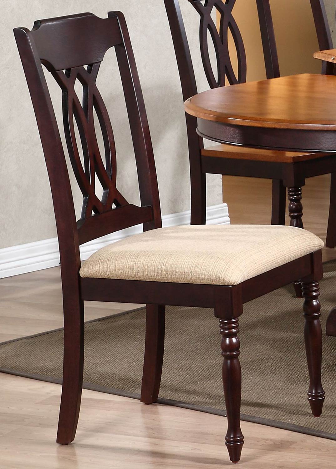 Iconic Furniture Traditional Back Dining Chair with Upholstered seat - Mocha