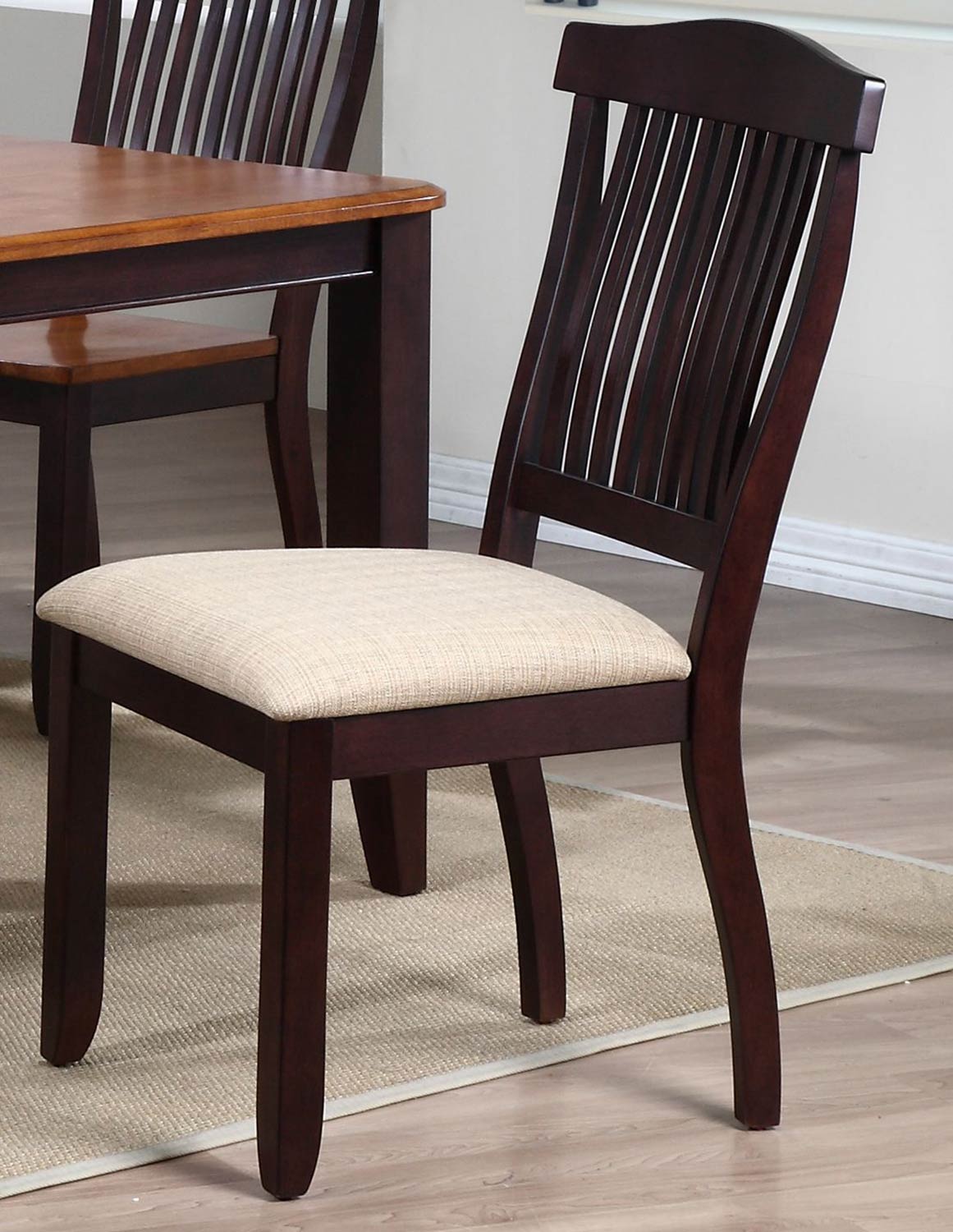 Iconic Furniture Open Slat Back Dining Chair with Upholstered seat - Mocha