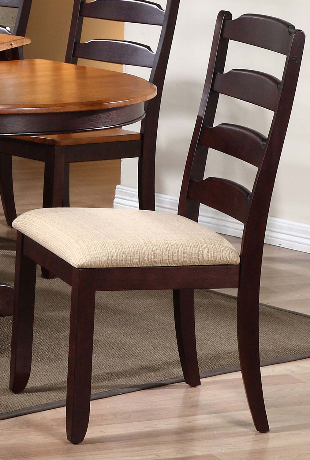 Iconic Furniture Ladder Back Dining Chair with Upholstered seat - Mocha