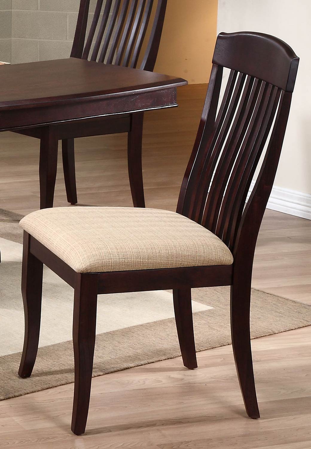 Iconic Furniture Contemporary Slat Back Dining Chair with Upholstered seat - Mocha