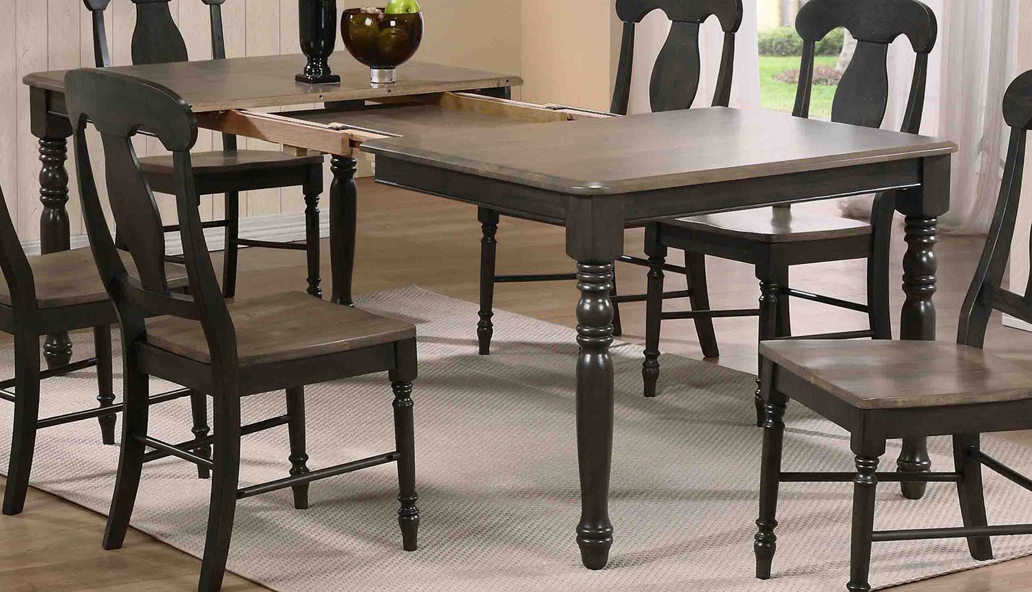 Iconic Furniture Rectangular Leg Dining Table - Grey Stone/Black Stone