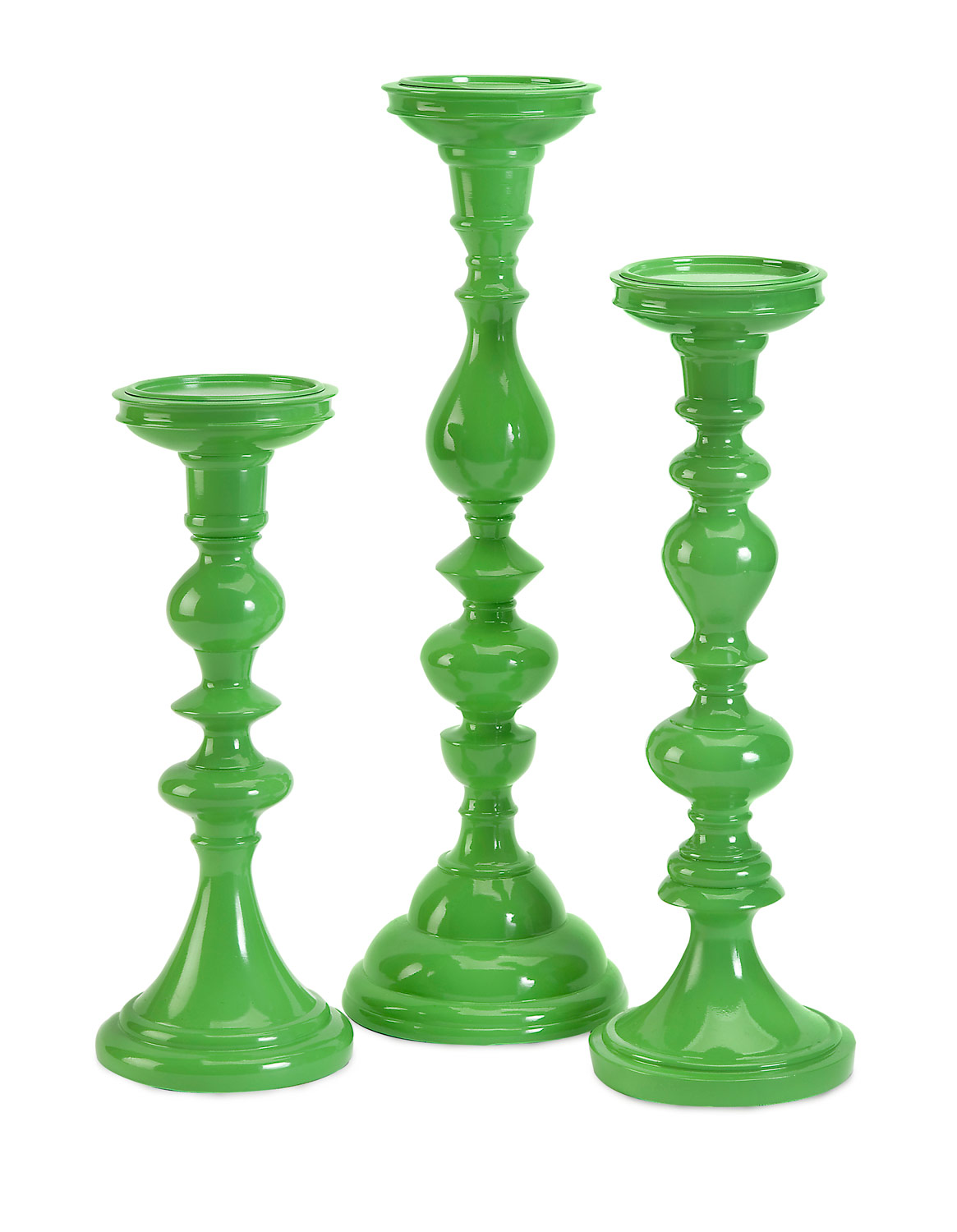 IMAX Essential Green Candle Holders - Set of 3