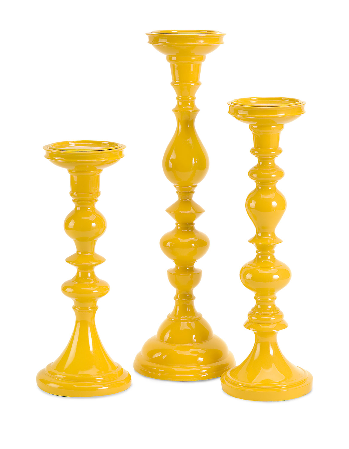 IMAX Essential Yellow Candle Holders - Set of 3