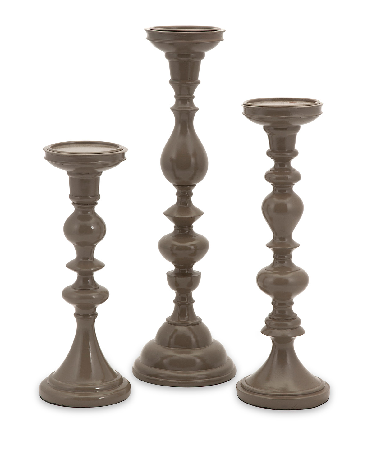 IMAX Essential Taupe Candle Holders - Set of 3