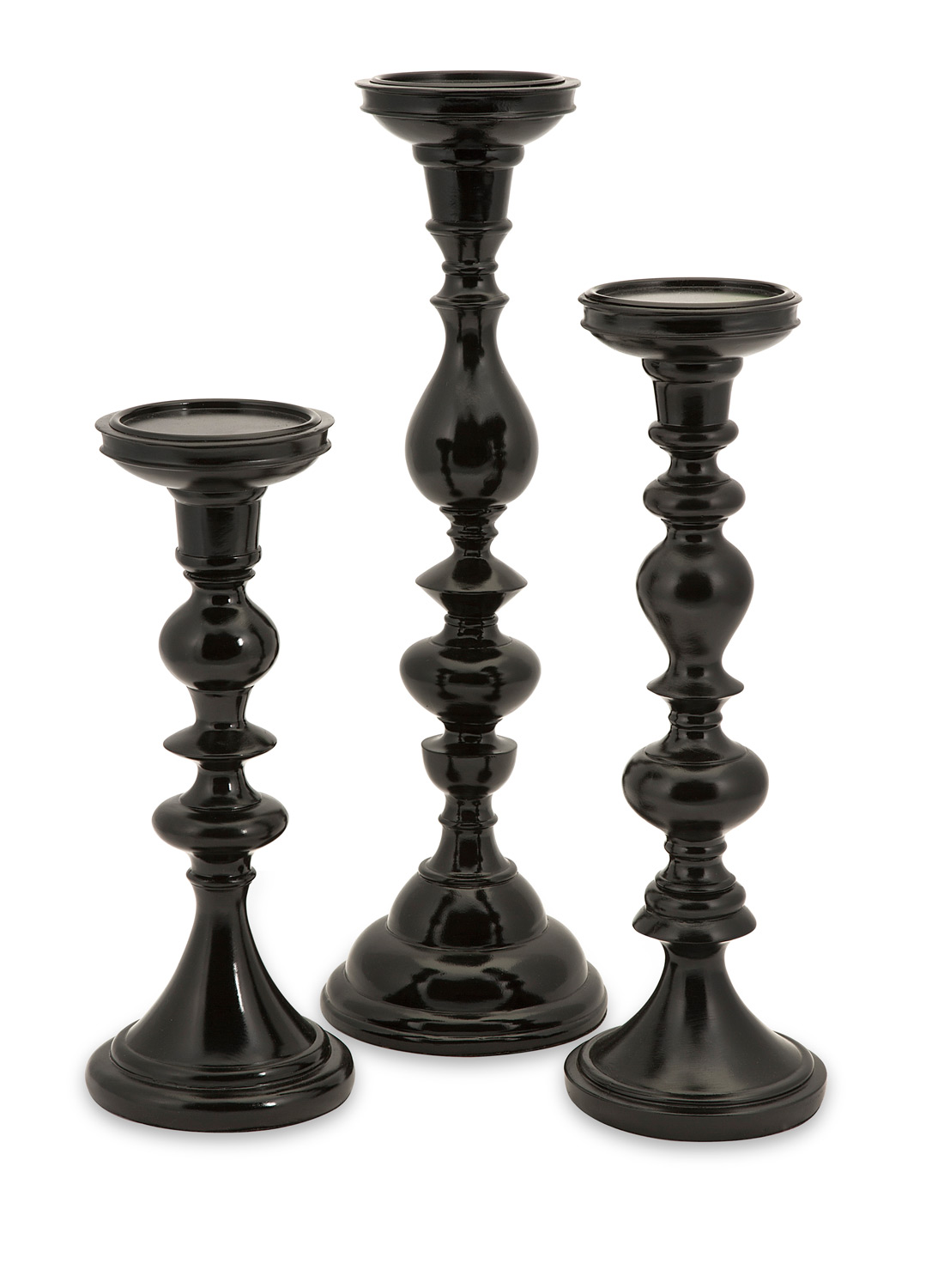 IMAX Essential Black Candle Holders - Set of 3