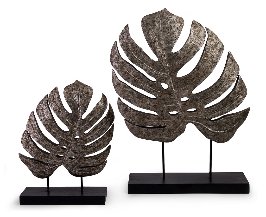 IMAX Silver Antiqued Leaves - Set of 2