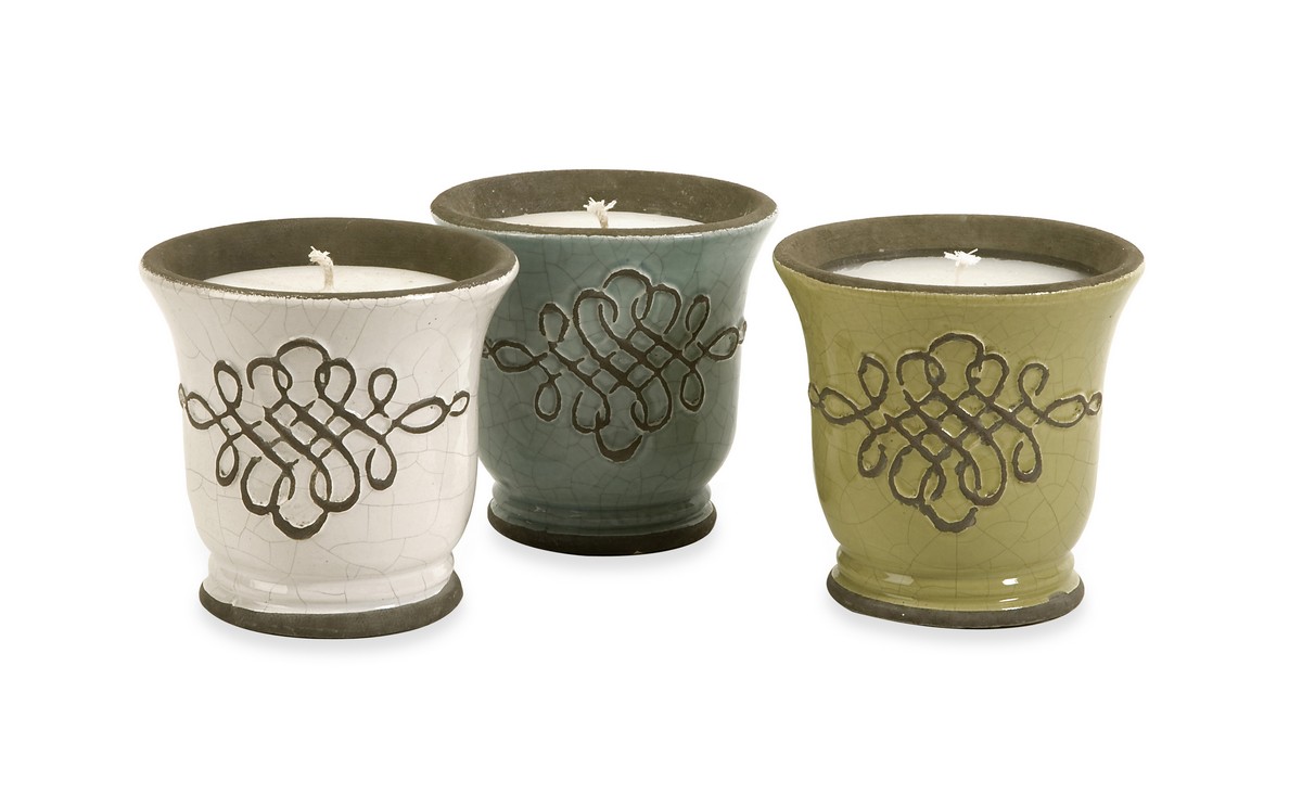 IMAX Louise Ceramic Candles - Set of 3