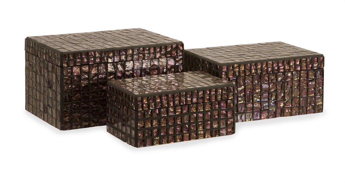 IMAX Orchid Mosaic Boxes - Set of 3