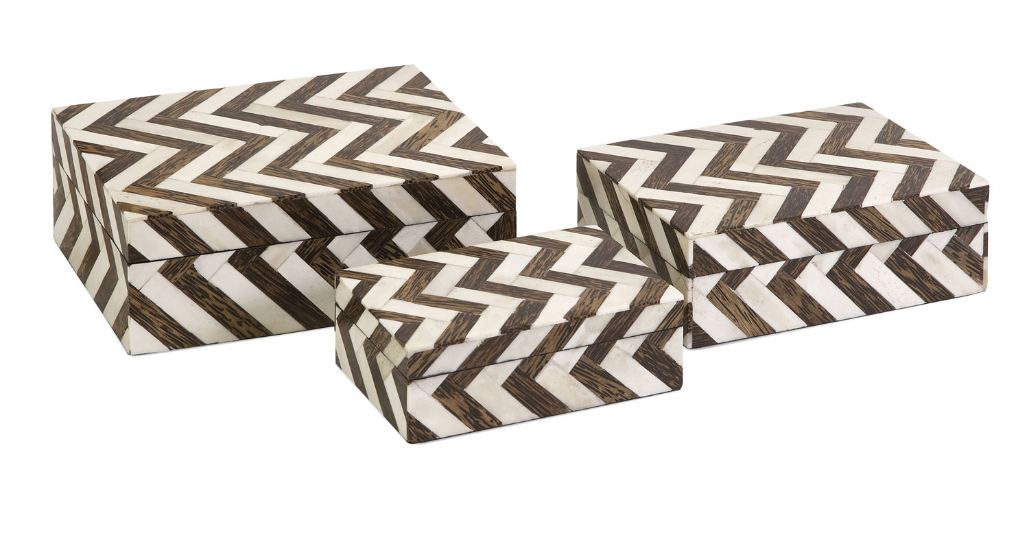 IMAX Zig Zag Bone Inlay Boxes - Set of 3