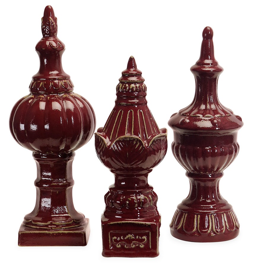 IMAX Red Finials Set of 3 IM28543 at