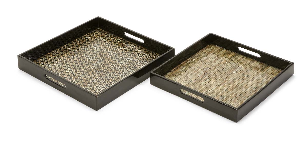 IMAX Jacobs Mother of Pearl Serving Trays - Set of 2