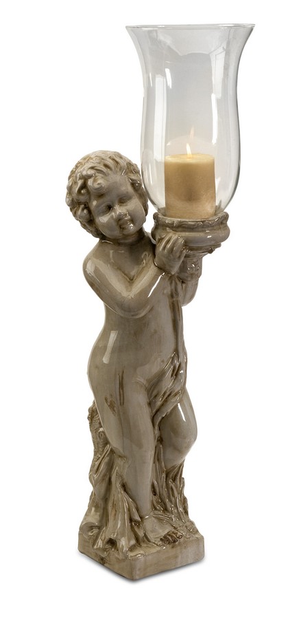 IMAX Evelyn Ceramic Angel with Glass Hurricane