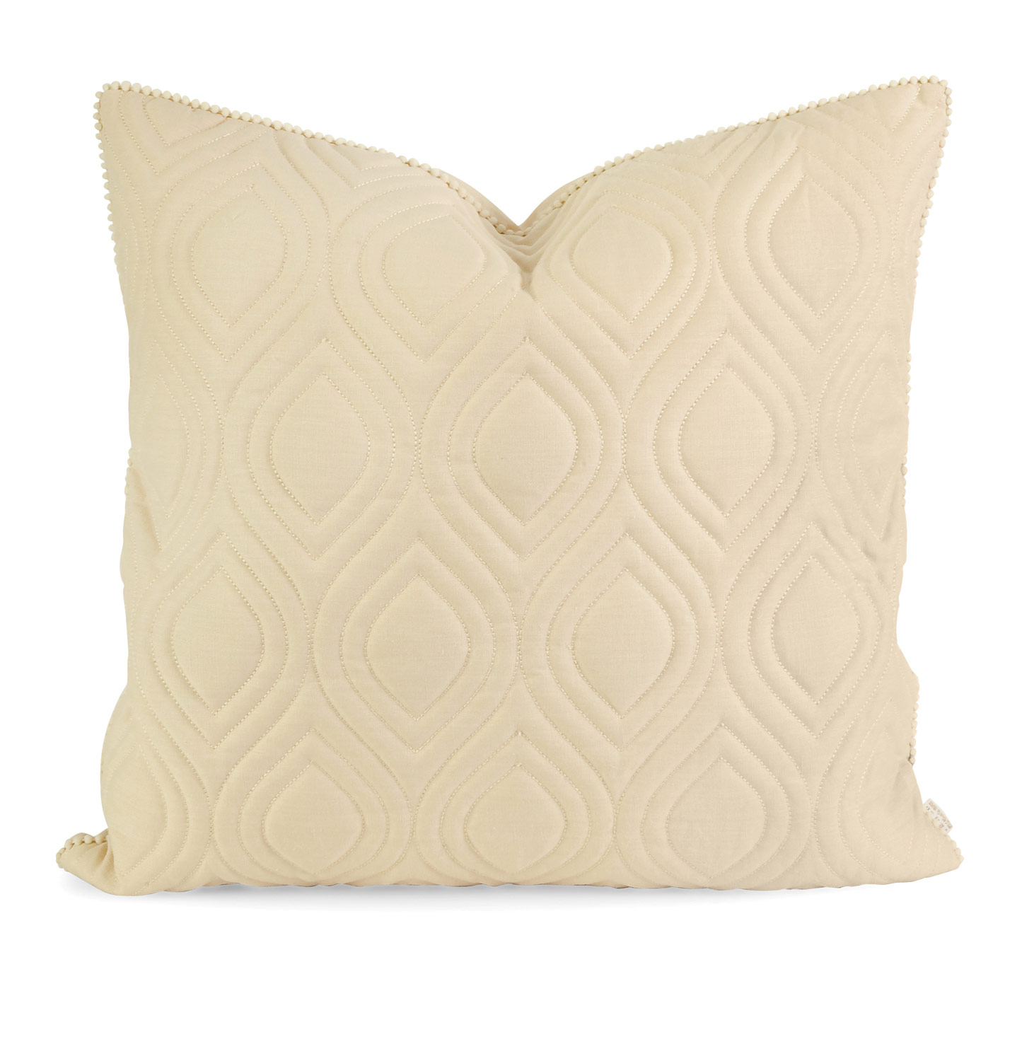 IMAX Ik Kavita Beige Linen Quilted Pillow with Down Fill