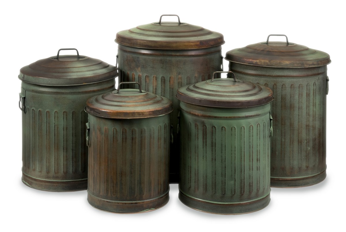 IMAX Leva Copper Verdigris Storage Cans - Set of 5