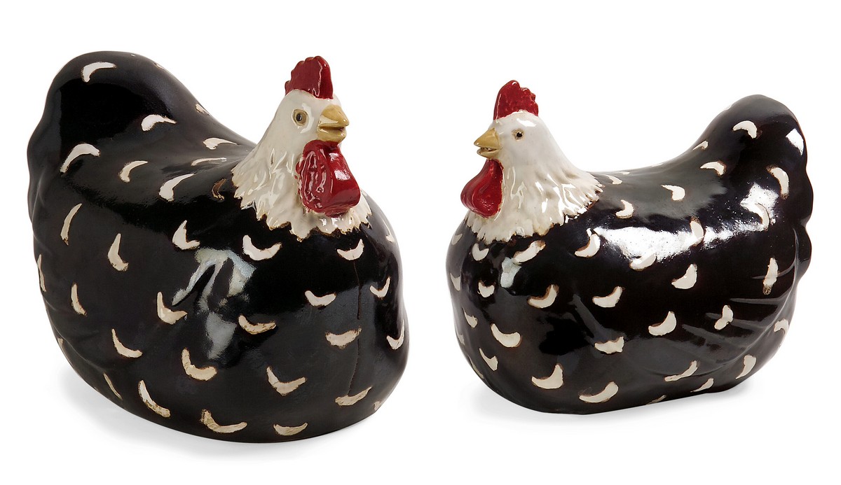 IMAX Black and White Chickens - Set of 2