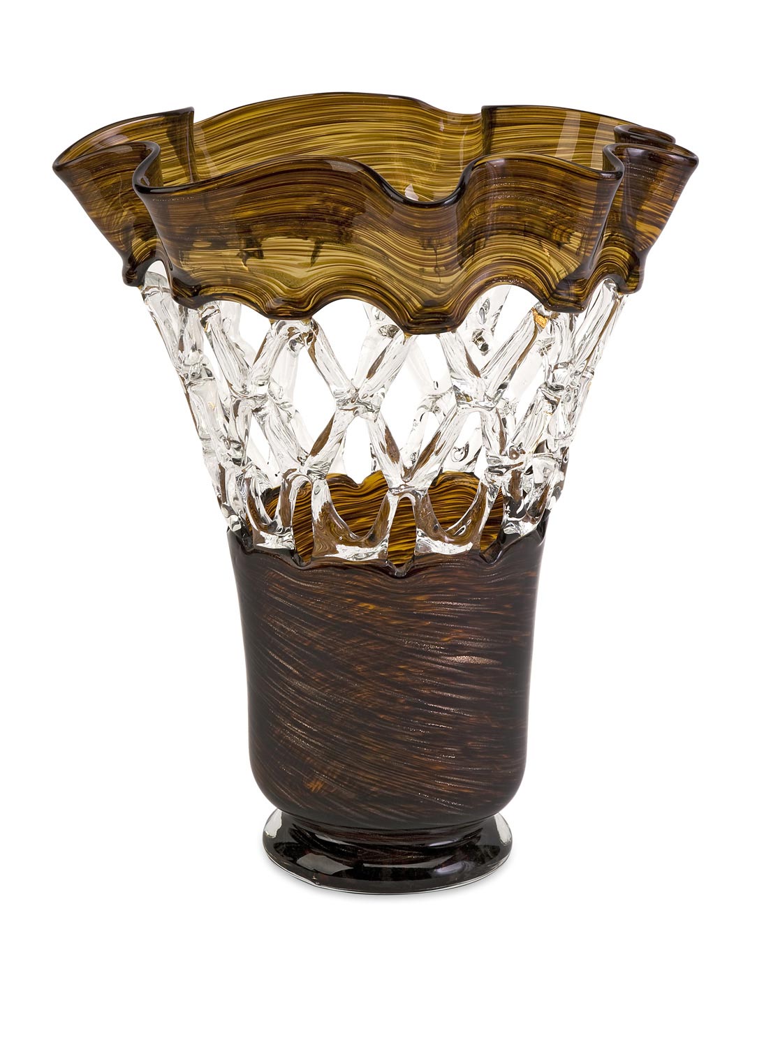 IMAX Aries Amber Web Glass Vase