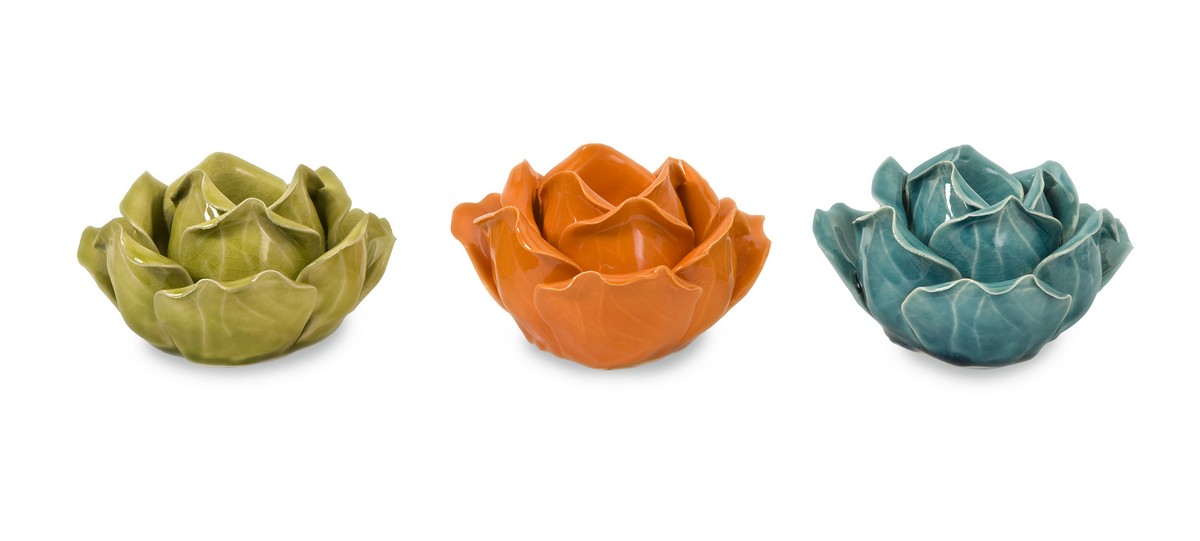 IMAX Chelan Flower Candle Holders in Gift Box - Set of 3