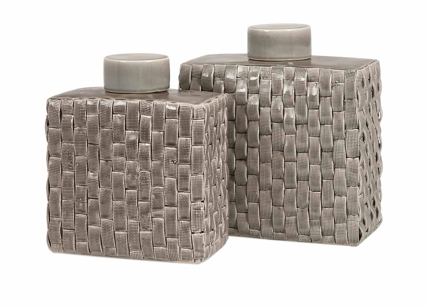 IMAX Sophie Woven Ceramic Canisters - Set of 2