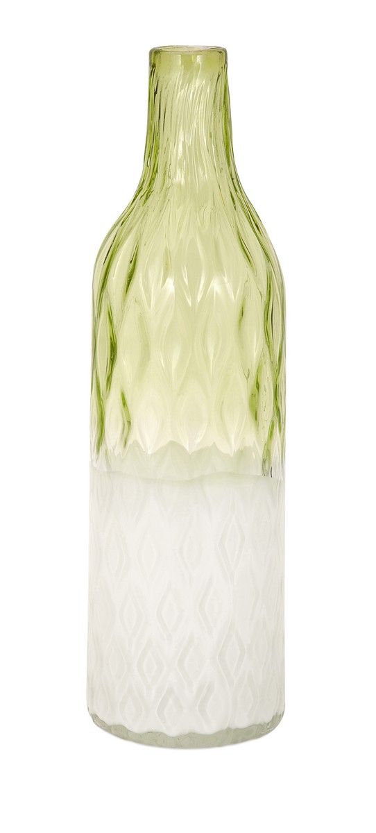 IMAX Rigney Green and White Glass Vase