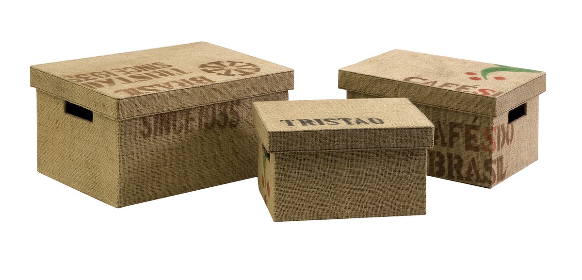 IMAX Tavin Jute Fabric Boxes - Set of 3