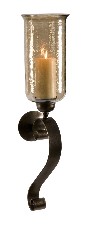 IMAX Medium Scroll Base Wall Sconce with Brown Luster Glass