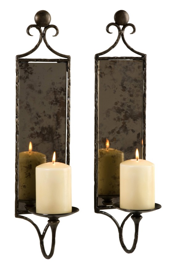 IMAX Hammered Mirror Wall Sconce - Set of 2