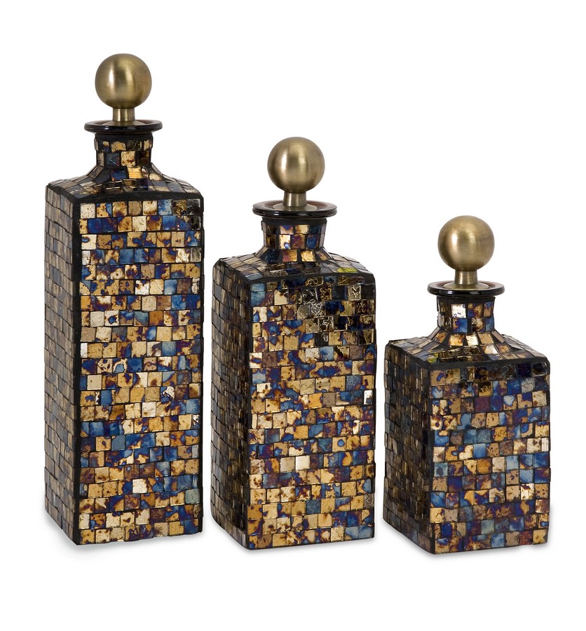 IMAX Moulin Mosaic Bottles - Set of 3
