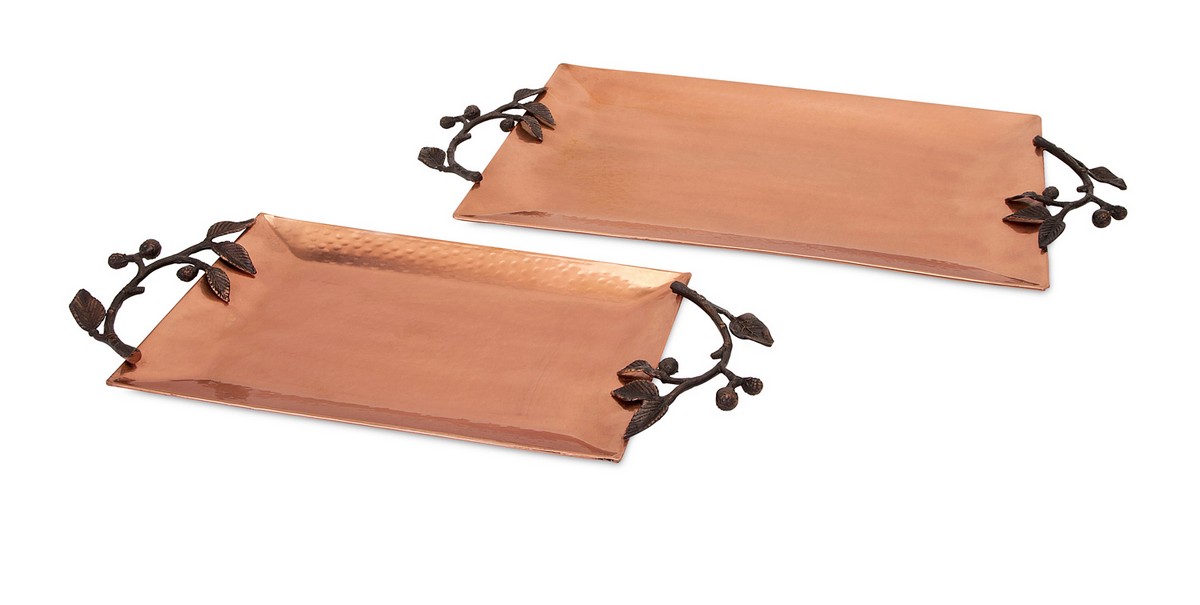 IMAX Rosena Copper Plated Trays - Set of 2