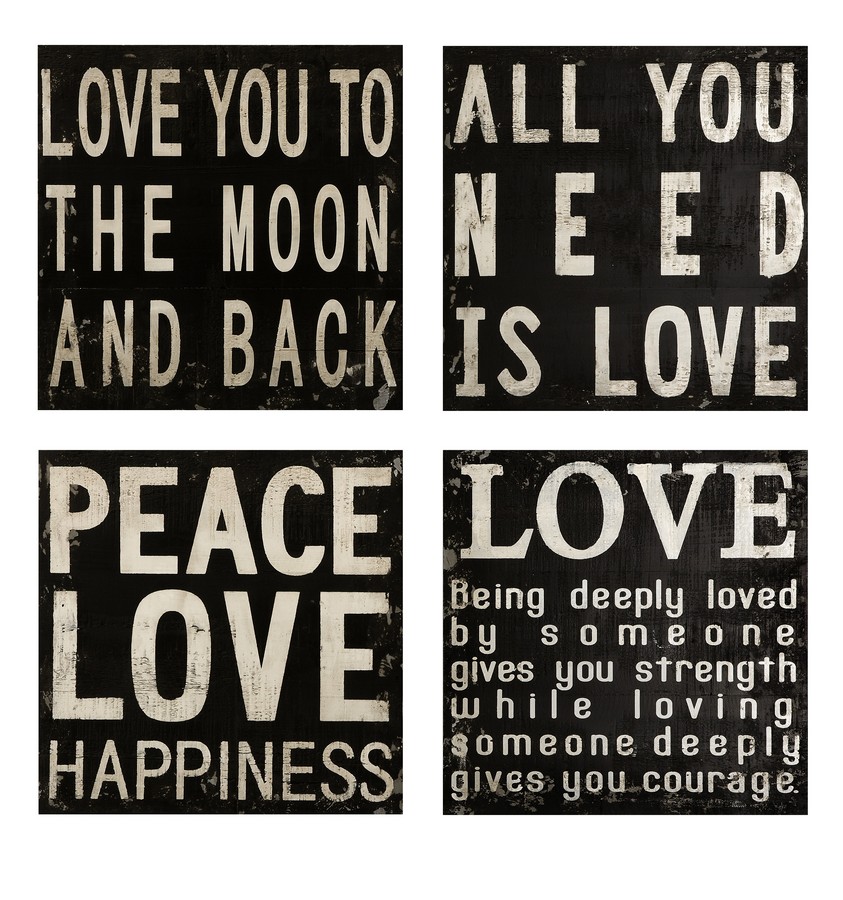 IMAX Collier Black and White Wall Quotes - Set of 4