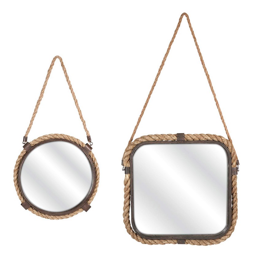 IMAX Molyneux Jute and Metal Mirrors - Set of 2